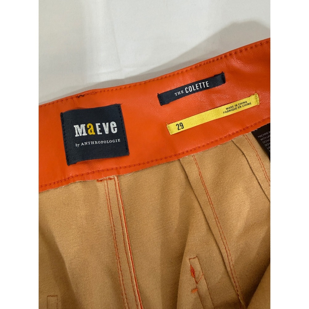Maeve Anthropologie The Colette Faux Leather Wide Leg Pants Orange 29 OB1566469 - Picture 2 of 7